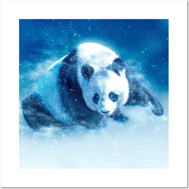 Panda Bear Animal Forest Wildlife China Bamboo Nature Asia Digital Painting Wall Art by Cubebox
